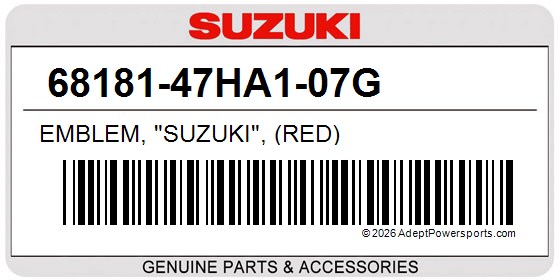 Suzuki 68181-47HA1-07G Emblem, "Suzuki", (Red)