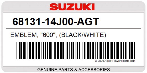 Suzuki 68131-14J00-AGT Emblem, "600", (Black/White)