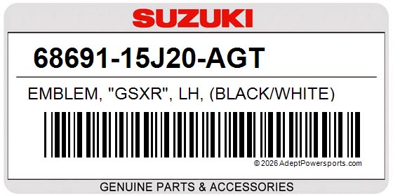 Suzuki 68691-15J20-AGT Emblem, "Gsxr", Lh, (Black/White)