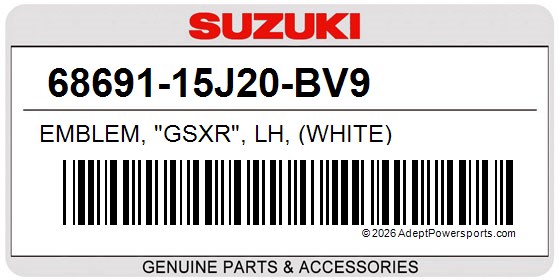 Suzuki 68691-15J20-BV9 Emblem, "Gsxr", Lh, (White)