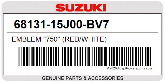 Suzuki 68131-15J00-BV7 Emblem "750" (Red/White)