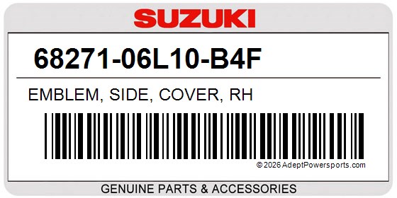Suzuki 68271-06L10-B4F Emblem, Side, Cover, Rh