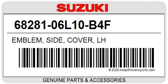 Suzuki 68281-06L10-B4F Emblem, Side, Cover, Lh