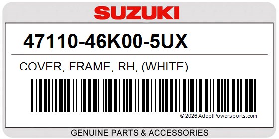 Suzuki 47110-46K00-5UX Cover, Frame, Rh, (White)