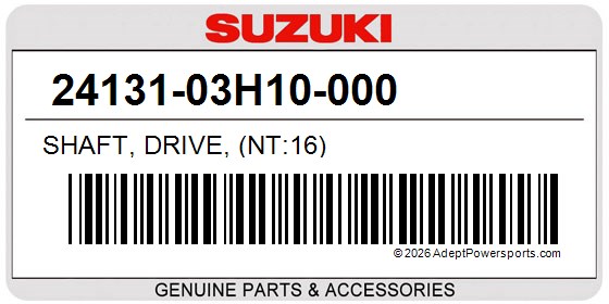 Suzuki 24131-03H10-000 Shaft, Drive, (Nt:16)