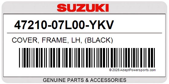Suzuki 47210-07L00-YKV Cover, Frame, Lh, (Black)