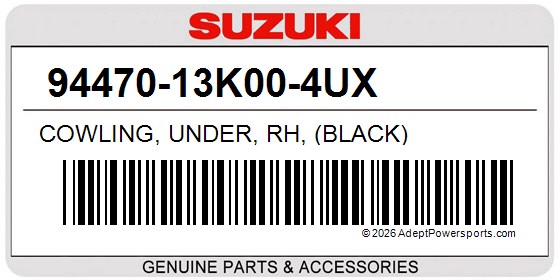 Suzuki 94470-13K00-4UX Cowling, Under, Rh, (Black)