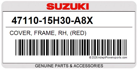 Suzuki 47110-15H30-A8X Cover, Frame, Rh, (Red)