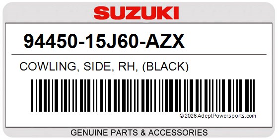 Suzuki 94450-15J60-AZX Cowling, Side, Rh, (Black)