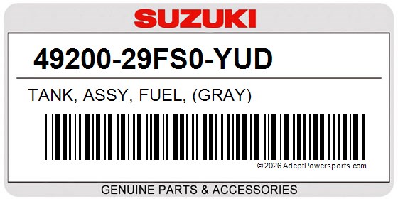 Suzuki 49200-29FS0-YUD Tank, Assy, Fuel, (Gray)