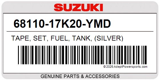 Suzuki 68110-17K20-YMD Tape, Set, Fuel, Tank, (Silver)