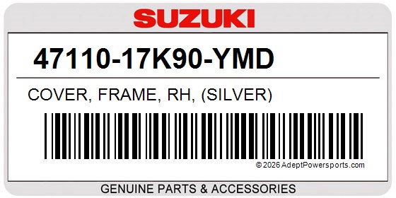 Suzuki 47110-17K90-YMD Cover, Frame, Rh, (Silver)