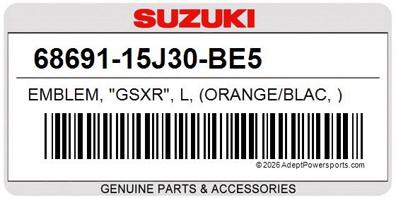 Suzuki 68691-15J30-BE5 Emblem, "Gsxr", L, (Orange/Blac, )