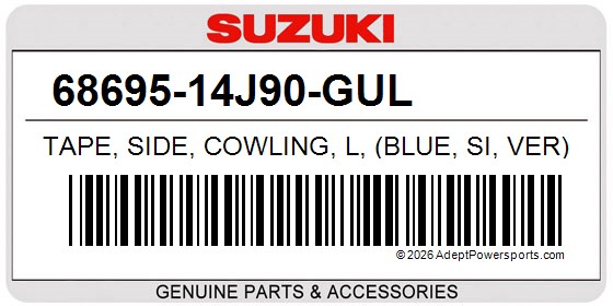Suzuki 68695-14J90-GUL Tape, Side, Cowling, L, (Blue, Si, Ver)