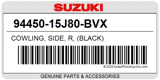 Suzuki 94450-15J80-BVX Cowling, Side, R, (Black)