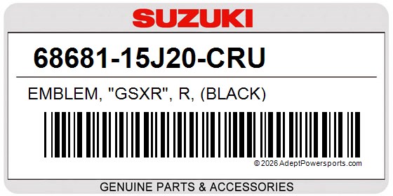 Suzuki 68681-15J20-CRU Emblem, "Gsxr", R, (Black)