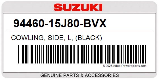 Suzuki 94460-15J80-BVX Cowling, Side, L, (Black)