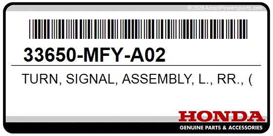 Honda 33650-MFY-A02 Turn, Signal, Assembly, L., Rr., (Coo)