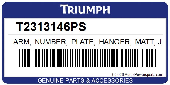 Triumph T2313146PS Arm, Number, Plate, Hanger, Matt, Jet, Black