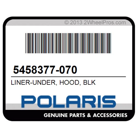 Polaris 5458377-070 Liner-Under, Hood, Blk