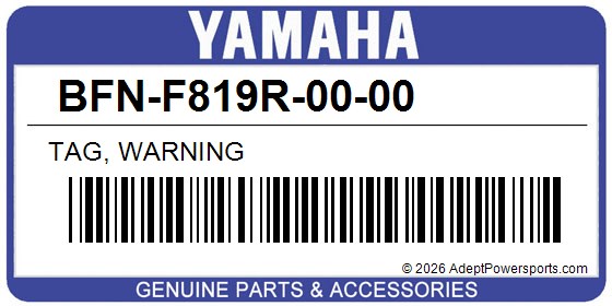 Yamaha BFN-F819R-00-00 Tag, Warning