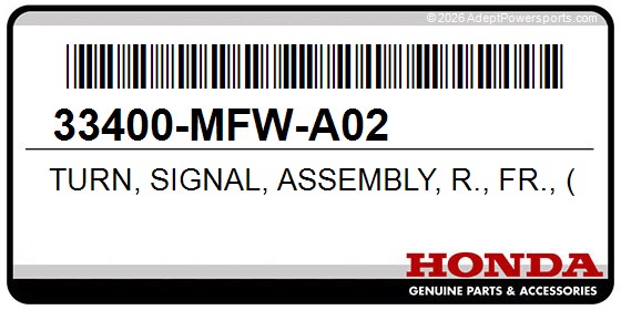 Honda 33400-MFW-A02 Turn, Signal, Assembly, R., Fr., (Coo)