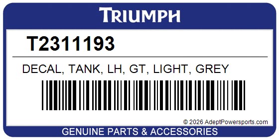 Triumph T2311193 Decal, Tank, Lh, Gt, Light, Grey