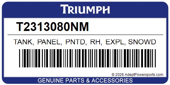 Triumph T2313080NM Tank, Panel, Pntd, Rh, Expl, Snowdonia, White