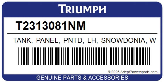 Triumph T2313081NM Tank, Panel, Pntd, Lh, Snowdonia, White