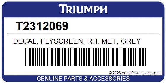 Triumph T2312069 Decal, Flyscreen, Rh, Met, Grey