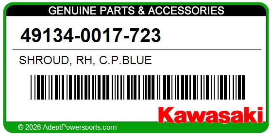 Kawasaki 49134-0017-723 Shroud, Rh, C.P.Blue