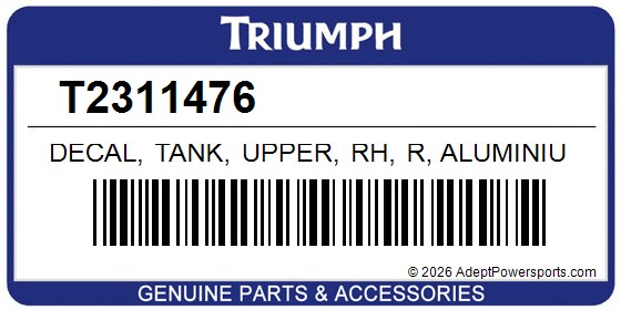 Triumph T2311476 Decal, Tank, Upper, Rh, R, Aluminium, Silver