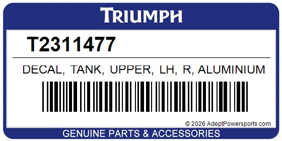 Triumph T2311477 Decal, Tank, Upper, Lh, R, Aluminium, Silver
