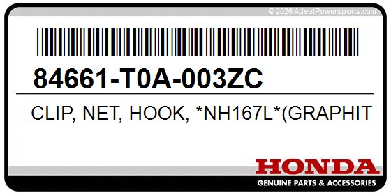 Honda 84661-T0A-003ZC Clip, Net, Hook, *Nh167l*(Graphite, Black)