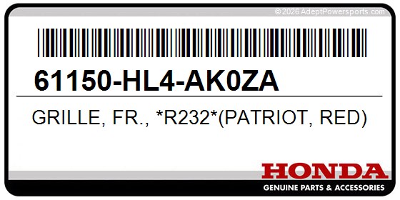 Honda 61150-HL4-AK0ZA Grille, Fr., *R232*(Patriot, Red)
