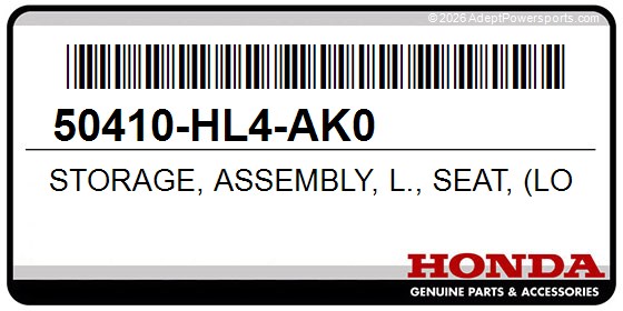 Honda 50410-HL4-AK0 Storage, Assembly, L., Seat, (Lower)