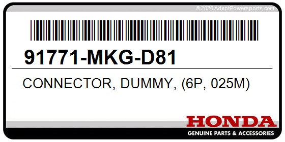 Honda 91771-MKG-D81 Connector, Dummy, (6P, 025M)
