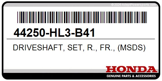 Honda 44250-HL3-B41 Driveshaft, Set, R., Fr., (Msds)