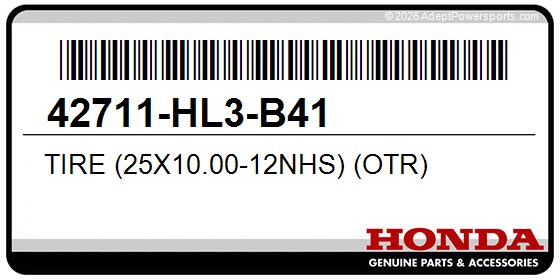 Honda 42711-HL3-B41 Tire (25X10.00-12Nhs) (Otr)