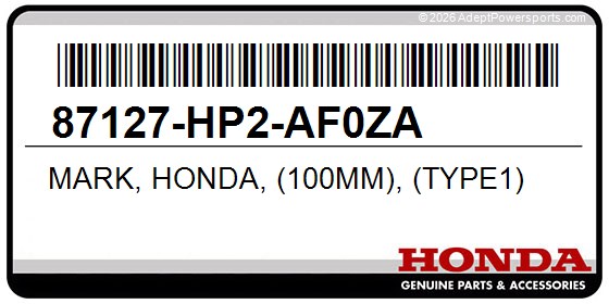 Honda 87127-HP2-AF0ZA Mark, Honda, (100Mm), (Type1)