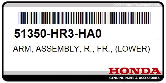 Honda 51350-HR3-HA0 Arm, Assembly, R., Fr., (Lower)