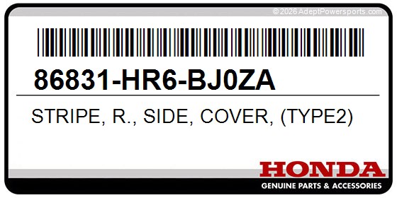 Honda 86831-HR6-BJ0ZA Stripe, R., Side, Cover, (Type2)