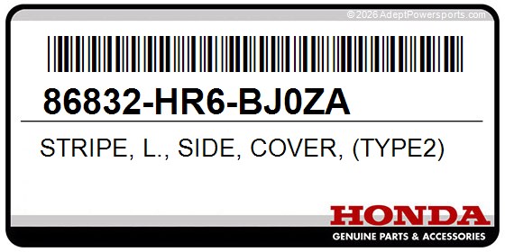 Honda 86832-HR6-BJ0ZA Stripe, L., Side, Cover, (Type2)