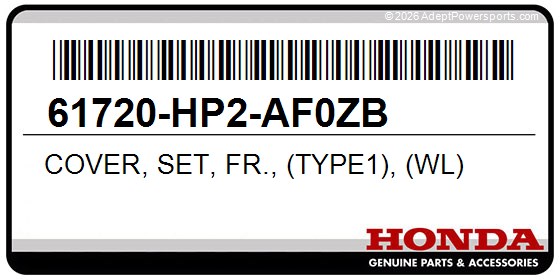 Honda 61720-HP2-AF0ZB Cover, Set, Fr., (Type1), (Wl)
