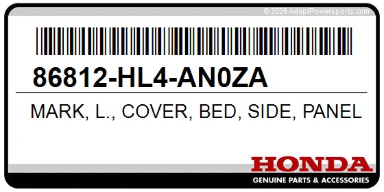 Honda 86812-HL4-AN0ZA Mark, L., Cover, Bed, Side, Panel, (Type2)