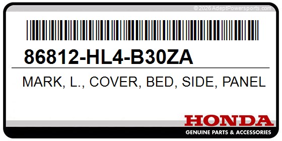 Honda 86812-HL4-B30ZA Mark, L., Cover, Bed, Side, Panel, (Type1)
