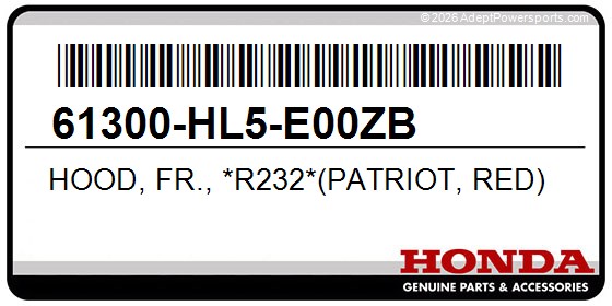 Honda 61300-HL5-E00ZB Hood, Fr., *R232*(Patriot, Red)