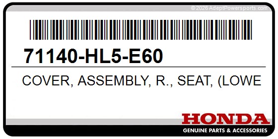 Honda 71140-HL5-E60 Cover, Assembly, R., Seat, (Lower)