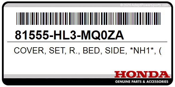 Honda 81555-HL3-MQ0ZA Cover, Set, R., Bed, Side, *Nh1*, (Wl)(Black)