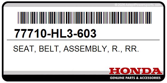 Honda 77710-HL3-603 Seat, Belt, Assembly, R., Rr.